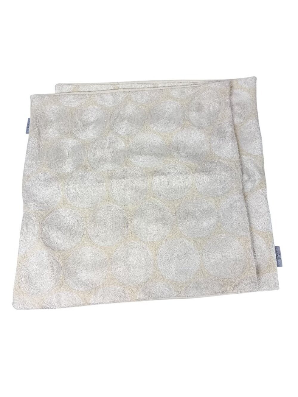 Madura France Chain Stitch Embroidery Circles Cream White Pillow Covers Set Of 2